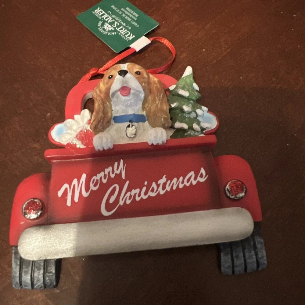 Dog Blenheim Back Truck Ornament Merry Christmas‎ Red Cavalier  Kurt Adler